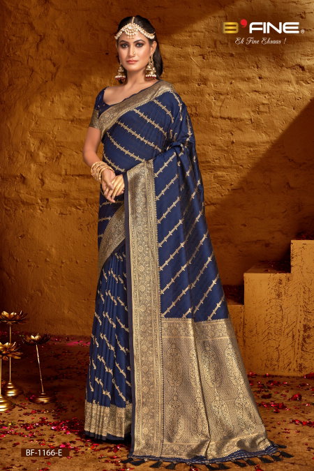Navy Blue Colour B Fine Shrisha Silk Wedding Wear Saree Wholesale Price In Surat BF-1166-E