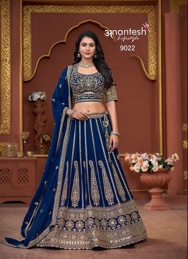 Navy Blue Colour Bridal Couture 2024 By Anantesh Engagement Designer Lehenga Choli Orders In India 9022