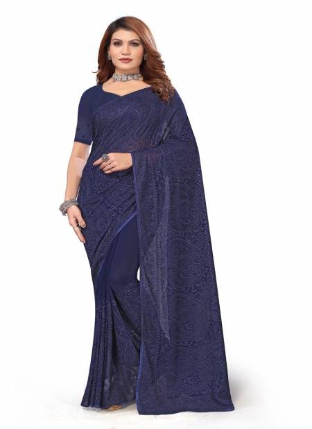 Navy Blue Colour Disha By Utsav Nari Heavy Resham Embroidery Georgette Party Wear Saree Wholesale Online 2254