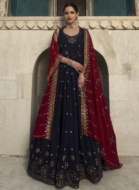 Navy Blue Colour Flory Vol 29 By Khushboo Fashion Gown Catalog 4853