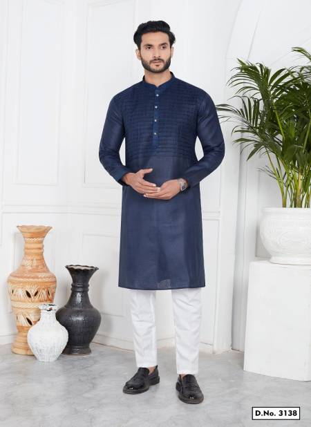 Navy Blue Colour Function Mens Wear Pintux Designer Kurta Pajama Wholesale Price In Surat 3138