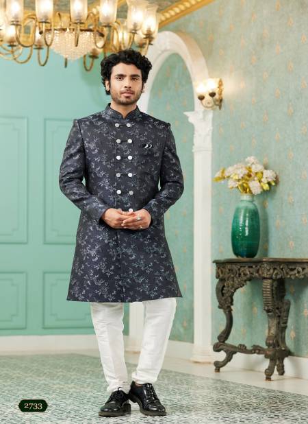 Navy Blue Colour Function Wear Mens Indo Western Wholesale Clothing Distribution In India 2733