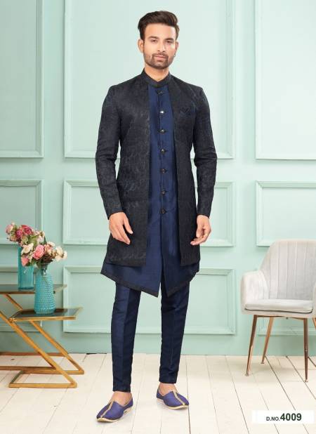 Navy Blue Colour GS Fashion Function Wear Mens Designer Indo Western Exporters In India 4009