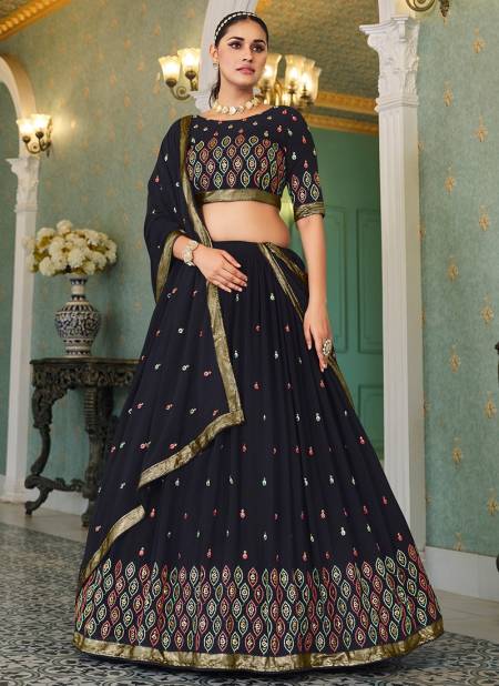 Navy Blue Colour Girish Vol 4 Khushboo Wedding Wear Wholesale Designer Lehenga Choli Catalog 173