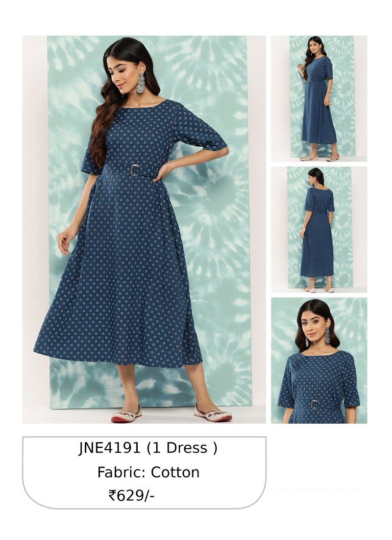 Navy Blue Colour Janasya Patywear Kurti Catalog 4191