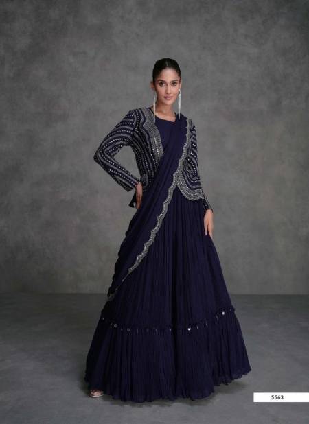 Navy Blue Colour Jugni By Sayuri Designer Real Georgette Readymade Suits Suppliers In India 5563