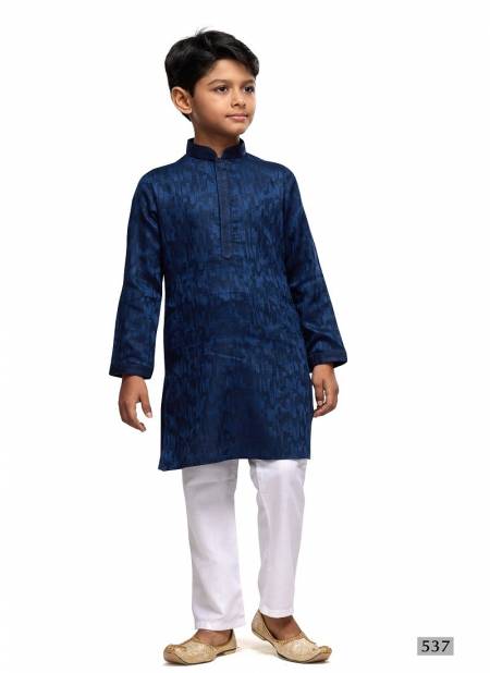 Navy Blue Colour Kids Occasion Wear Designer Kurta Pajama Wholesale Shop In Surat 537