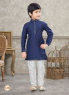 Navy Blue Colour Kids Vol 5 Boys Wear Kurta Pajama And Indo Western Catalog K 756