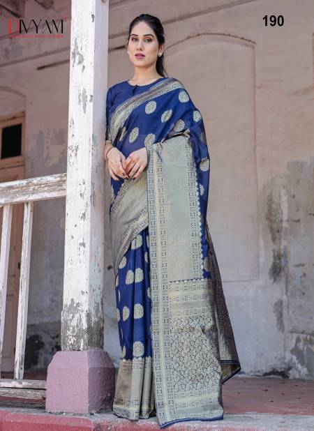 Navy Blue Colour Kirti By Divyam Chanderi Silk Wedding Saree Wholesale Shop In Surat 190