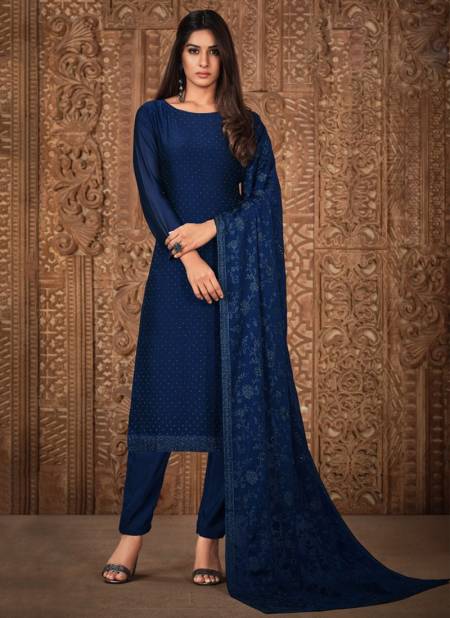 Navy Blue Colour Larissa By Vipul 4801 To 4805 Designer Suits Catalog 4801
