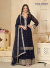 Navy Blue Colour Lotus Vol 1 By NSF Fox Georgette Designer Readymade Gharara Suits Online Wholesale 11