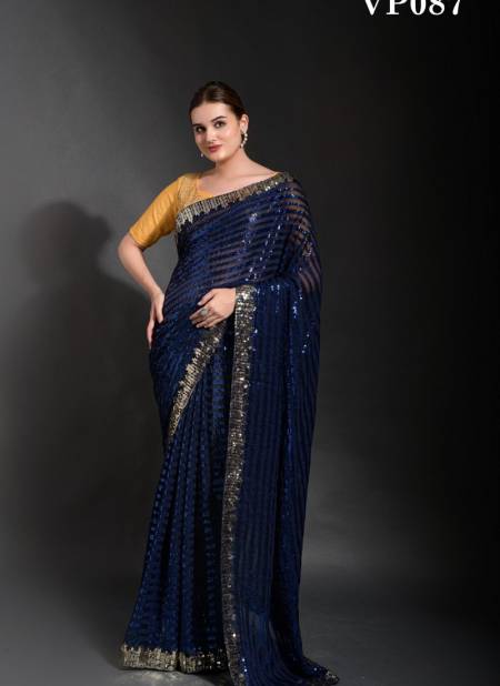 Navy Blue Colour Madhuri By Fashion Berry Designer Saree Catalog 87