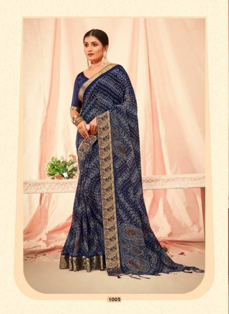 Navy Blue Colour Maharani By Mahamani Creation Mejar Georgette Saree Wholesale Online 1005