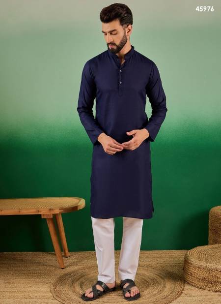 Navy Blue Colour Mahotsav Mens Wear Cotton Kurta Wholesale Shop In Surat 45976