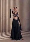 Navy Blue Colour Nisha By Sayuri Designer Chinon Silk Readymade Suits Exporters In India 5484