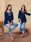 Navy Blue Colour Nora Vol 1 By Vardan Rayon Ladies Top Western Catalog 2046