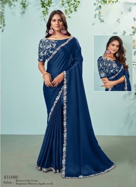 Navy Blue Colour Norita By Mahotsav New Festive Wear Crepe Silk Saree Wholesale Shop In Surat 43108C