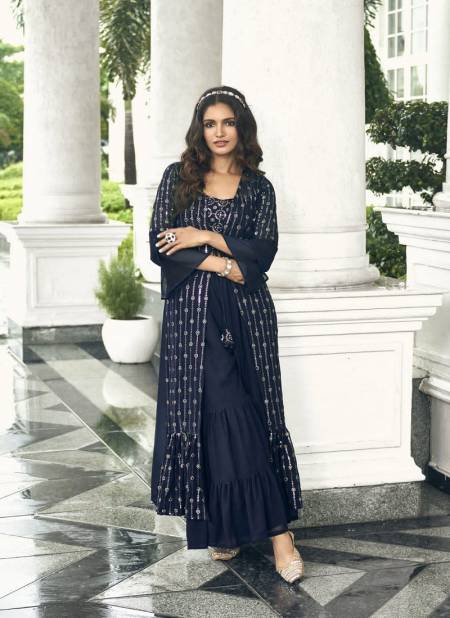 Navy Blue Colour Nuqat By Shreematee Plazzo Suits Catalog 149