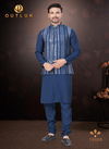 Navy Blue Colour Outluk Wedding Collection Vol 19 Pure Silk Mens Modi Jacket Kurta Pajama Wholesale Online 19006