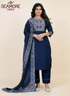 Navy Blue Colour Padmavati Vol 2 By Seamore Chinon Silk Printed Kurti With Bottom Dupatta Wholesale Shop In Surat 5004