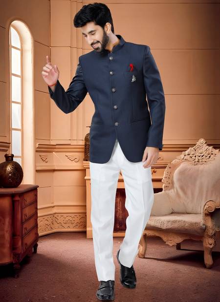 Navy Blue Colour Party Wear Designer Wholesale Jodhpuri Suit Catalog 1666