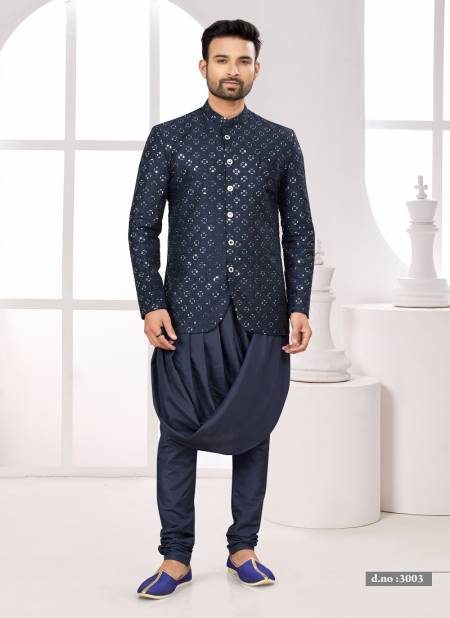 Navy Blue Colour Party wear Indo Western Mens wear Catalog 3003