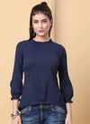 Navy Blue Colour Raisin Women's Casual Polyester Regular Top Western Catalog OLTOP0004