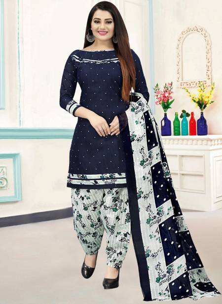 Navy Blue Colour Rajnandini Daily Wear Wholesale Cotton Dress Material 4079