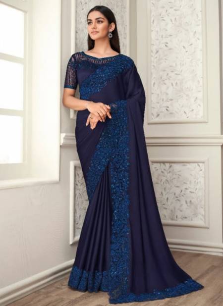Navy Blue Colour Shades Vol 7 By Anmol Party Wear Sarees Catalog 3307