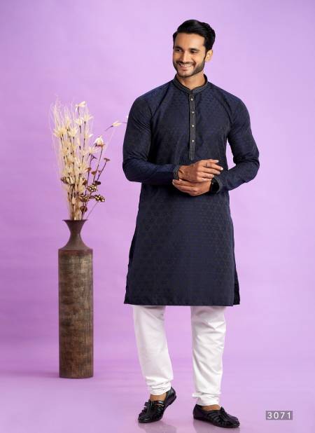Navy Blue Colour Wedding Mens Wear Pintux Stright Kurta Pajama Wholesale Clothing Suppliers In India 3071