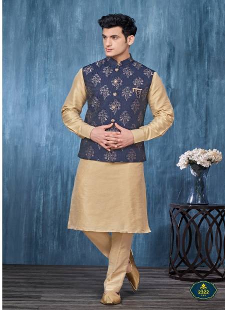 Navy Blue Colour Wedding Wear Mens Modi Jacket Kurta Pajama Wholesale Price In Surat 2322 