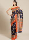 Navy Blue Designer Bhagalpuri Saree 7