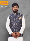 Navy Blue Jute with Jacquard Modi Jacket 13007