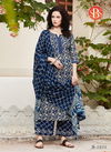 Navy Blue Subhash Blossom Cotton Designer Party Wear and Function Wear Kurtiy with Bottom and Dupatta 2833