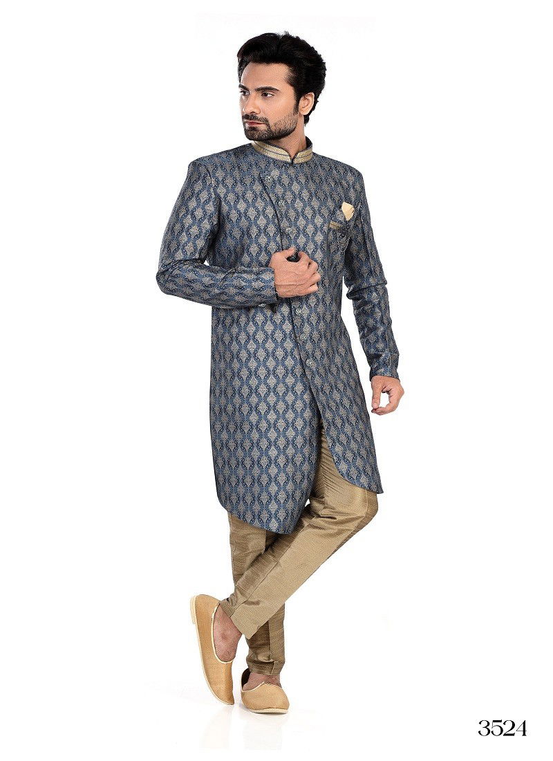 Navy Colour 1646 2 Function Wear Mens Indo Western Surat Wholesale Market 3524