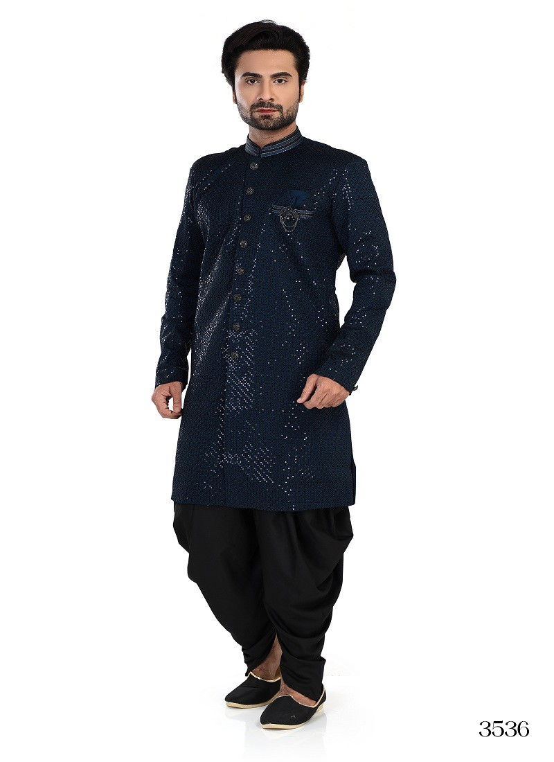 Navy Colour 1646 3 Occasion Wear Mens Indo Western Exporters In India 3536