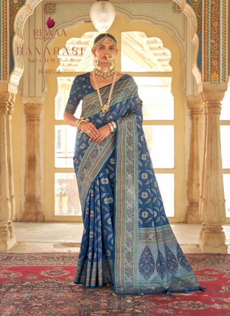 Navy Colour Banarasi Vol 1 By Rewaa Silk Wedding Wear Saree Orders In India R-485-A