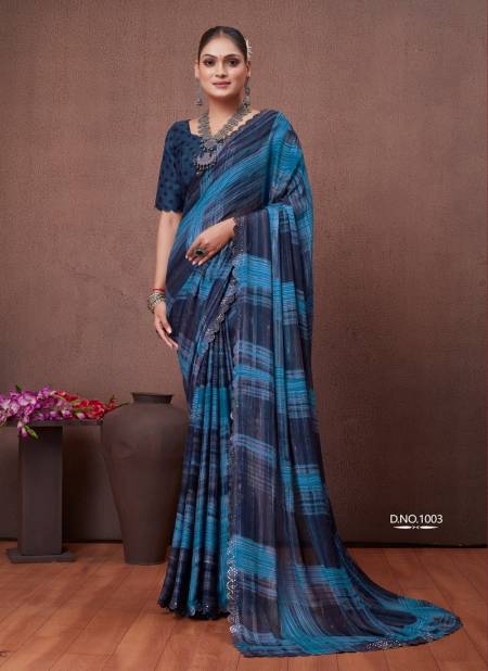 Navy Colour Cutwork By Stavan Daily Wear Saree Orders In India 1003