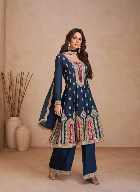 Navy Colour Guzarish By Gulkayra Chinon Readymade Suits Wholesale In India 7475