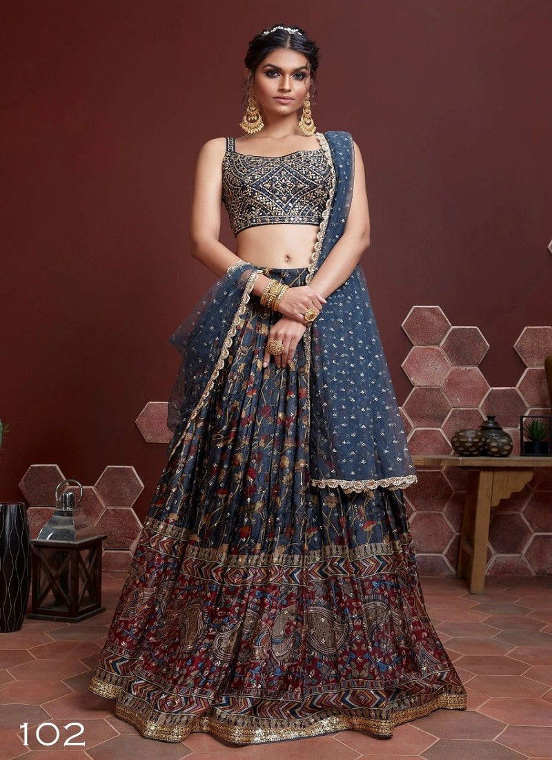 Navy Colour Mandakini Vol 1 By Zeel Clothing Wedding Wear Lehenga Choli Exporters In India 102