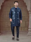 Navy Colour Outluk Vol 135 Jcaquard Mens Modi Jacket Kurta Pajama Wholesale Maunfacturers 135006