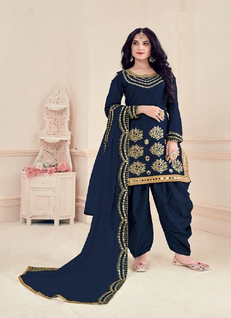 Navy Colour Shreematee Bebo 10 Silk Function Wear Designer Salwar Kameez Wholesale Online 10001