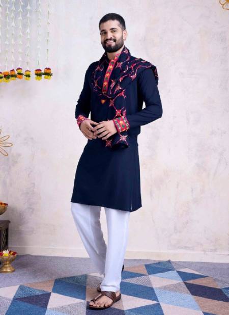 Navy Colour Vastra Vol 7 By Shubhvastra Rayon Navratri Kurta With Dupatta Orders In India 6072