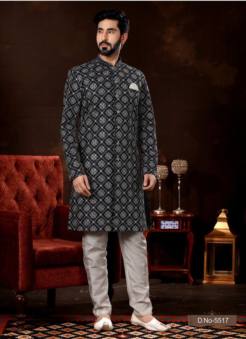 Navy Colour Vol 12 Function Wear Mens Sherwani Suppliers In India 5517