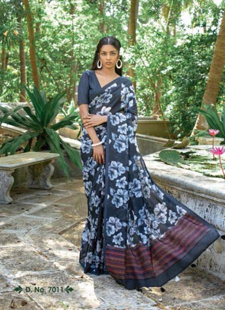 Navy Colour Zuleyka By Bhumi Paper Silk Daily Wear Saree Exportes In India 7011