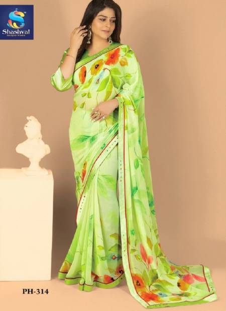 Neon Colour Panchi 3 By Shashvat Digital Printed Designer Bamber Silk Saree Wholesale Online PH-314