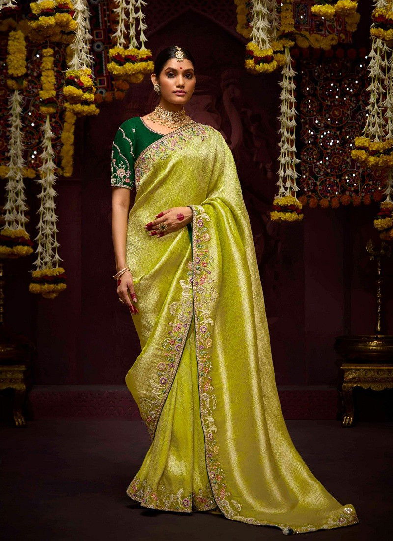 Neon Colour Prasang By Kimora Banarasi Kanjivaram Wedding Wear Saree Orders In India SA-346