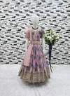 OC 152 Heavy Faux Georgette Printed Girl Kids Wear Gown With Dupatta Purple
