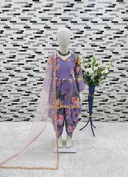 OC 160 Heavy Fox Georgette Printed Girl Kids Wear Readymade Suits Wholesale Online Lavender