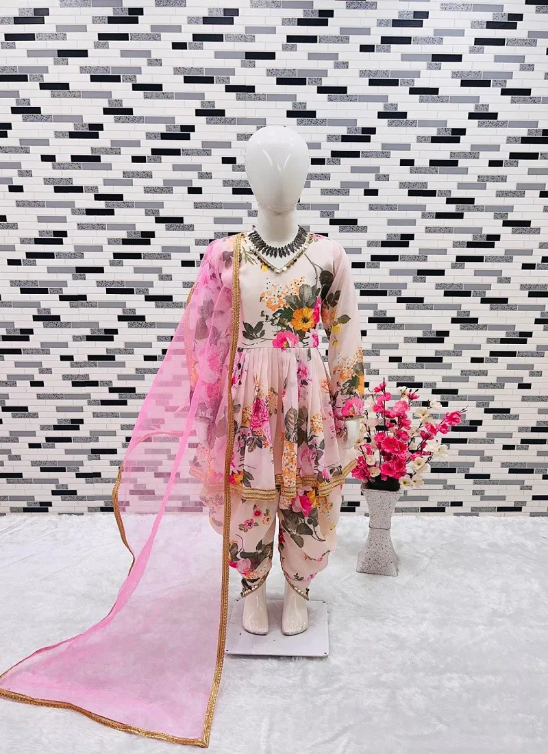 OC 160 Heavy Fox Georgette Printed Girl Kids Wear Readymade Suits Wholesale Online Pink